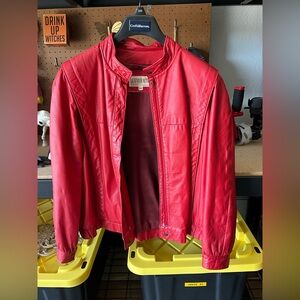 Red Leather Jacket. Vintage. Women’s size 15/16.